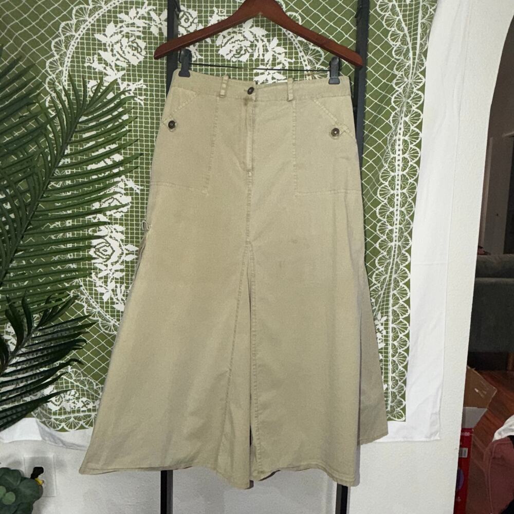 Vintage C.C. Couture Cargo Maxi Skirt - Khaki Tan Utility Long Skirt - Size 6